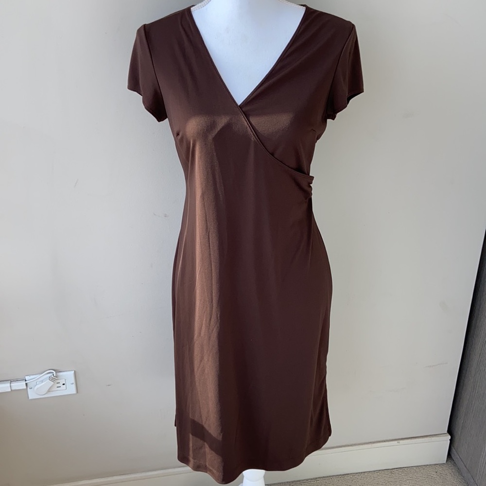 BCBG Faux Wrap Dress with side slit